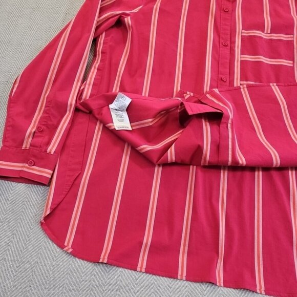 Eddie Bauer Long Sleeve Blouse Women's T2XL Fuchsia Striped Button Down EUC LN - Picture 10 of 16